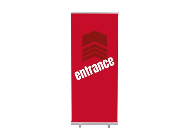 Roll-Banner 85x200 complete set met print "Entrance" Rood