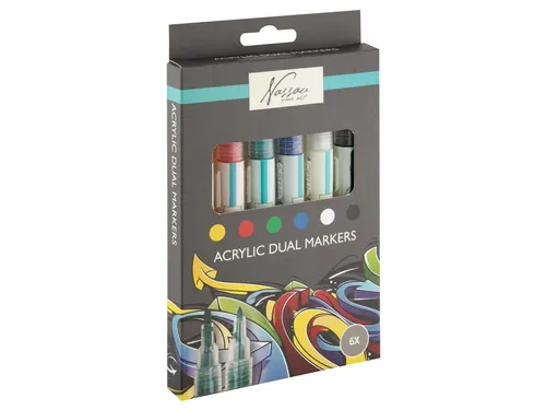 Acrylmarker Nassau duopunt set à 6 kleuren
