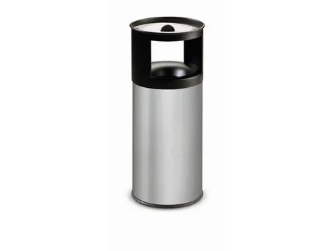 RVS combi-asbak,HxØ 800x310mm,afvalbak inhoud 40l,romp RVS,bluskop
