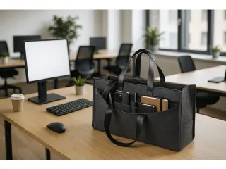 Bureautas Juscha voor hybride werken donker grijs 50x28x15cm - 5