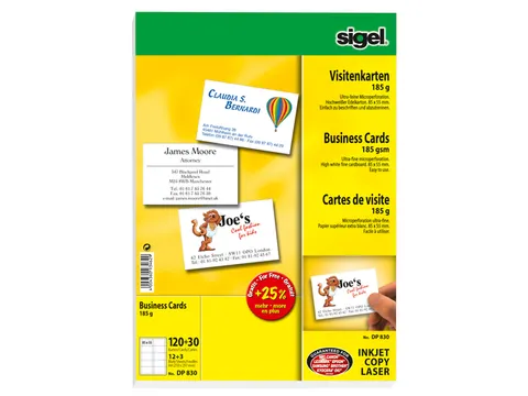 Visitekaartjes Sigel 185grs pak a 150 stuks wit
