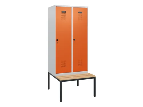 locker met bank,HxBxD 1950x800x815mm,2vak,vak B 400mm,draaigrendel