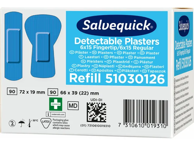 Salvequick Blauw Detectable Pleisters Vingertop/Normaal