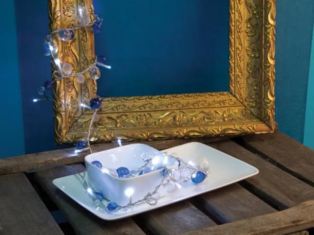 Mini Tablelight LED - 1.5m - Oceaanblauw - 24 Witte Lampen - Batterij