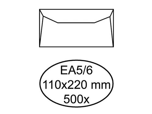 Envelop Venster 114x229mm Venster Rechts wit gegomd