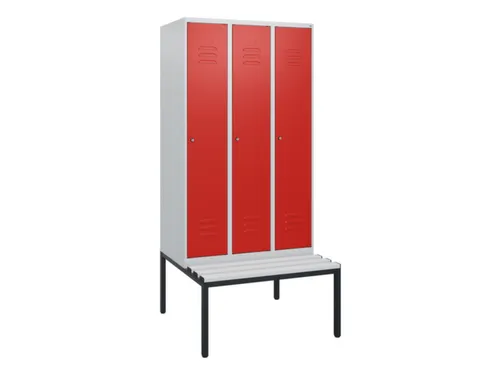 locker met bank,HxBxD 1950x900x815mm,3vak,vak B 300mm,cil.-slot