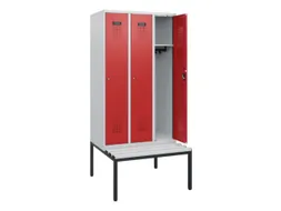 locker met bank,HxBxD 1950x900x815mm,3vak,vak B 300mm,cilinderslot