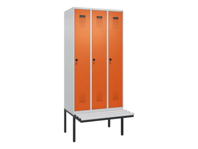 locker met bank,voor scheiding van kleding,HxBxD 2120x900x815mm,3vak