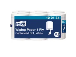 Poetspapier Tork M2 1 laags 6 rollen wit 100134