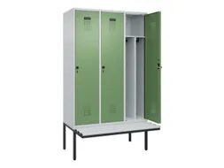 locker met bank,voor scheiding van kleding,HxBxD 2120x1200x815mm,3vak