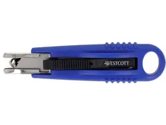 Snijmes Westcott Safety 18mm blauw intrekbaar incl.2 mesjes