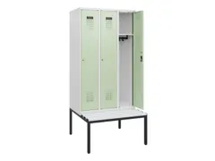 locker met bank,HxBxD 1950x900x815mm,3vak,vak B 300mm,cilinderslot