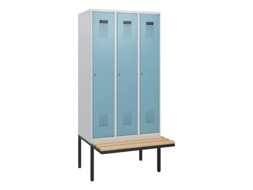 locker met bank,HxBxD 1950x900x815mm,3vak,vak B 300mm,cilinderslot