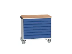 gereedschapswagen 980x1050x600mm multiplexblad 7 laden RAL7035+RAL5010