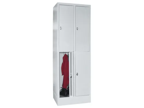 lockerkast,HxBxD 1850x600x500mm,2x2vakken,RAL7035,front RAL5012