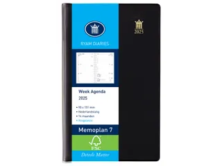 Agenda 2027 Ryam Memoplan 7 Suprema ringplastic 7dagen/2pagina's zwart