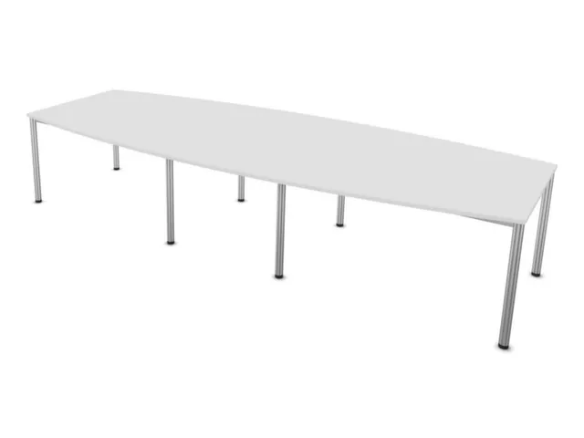Table de conférence forme de fût 740x3600x1400mm 4 pieds BL-blanc