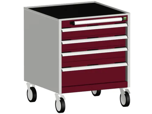ladekast verrijdbaar 780x650x650mm 4laden romp RAL7035 front RAL3004