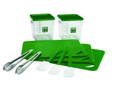 Kleurgecodeerde set voor voedselbereiding en -bewaring