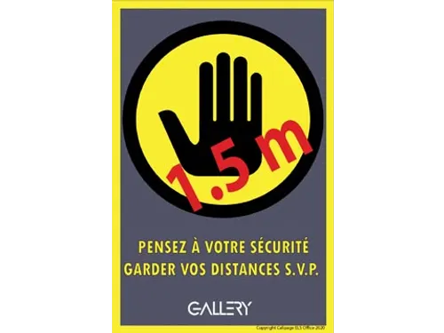 Sticker Waarschuwing Houd 1,5 Meter Afstand A5 Frans