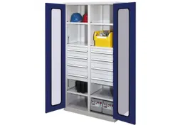 Materiaalkast Scheidingswand 1950x1000x600mm 6legborden 8laden Ral5010