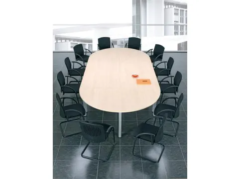 vergadertafel HxBxD 72x200x90cm ovaal beuken 4voeten alu ronde buis