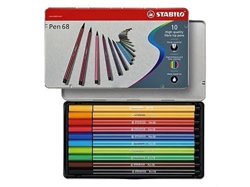 Viltstift STABILO Pen 68/10 Arty medium assorti blik à 10 stuks
