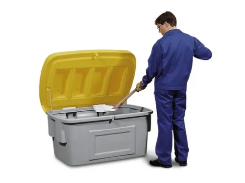 strooigoedbak,400l,HxBxD 780x1210x785mm,PE,grijs,deksel geel