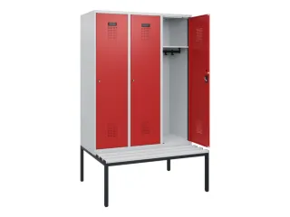 locker met bank,HxBxD 1950x1200x815mm,3vak,vak B 400mm,cilinderslot - 1