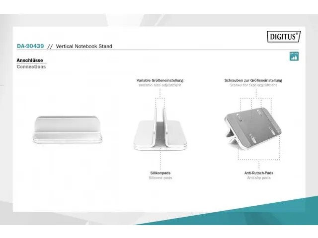 Verticale notebookstandaard aluminium zilver