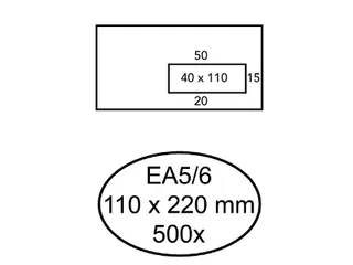 Envelop Hermes Ea5/6 110x220mm Venster rechts 40x110 Zelfklevend - 1