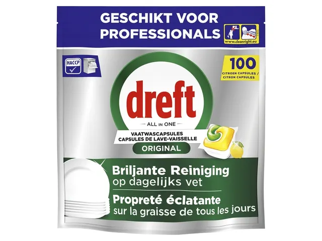 Vaatwastabletten Dreft All-in-1 professional lemon 100 stuks