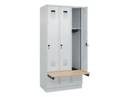 locker met bank,HxBxD 1950x900x815mm,3vak,vak B 300mm,draaigrendel
