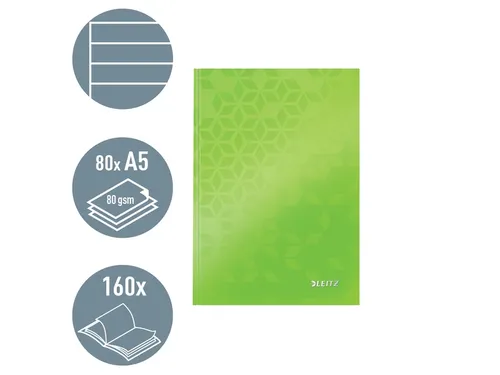 Notitieboek Leitz WOW A5 lijn groen