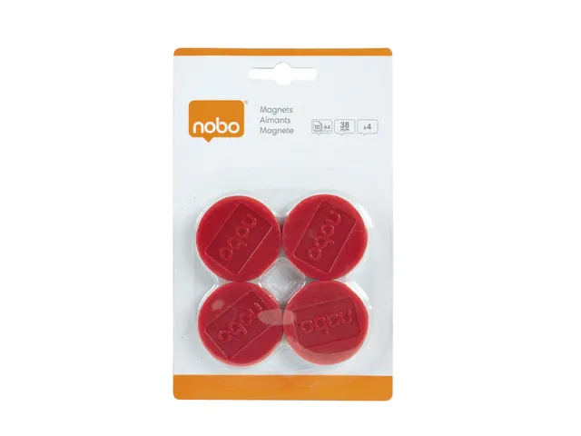 Magneet Nobo 38mm rood 4 stuks