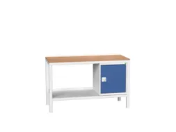 werkbank,HxBxD 930x1500x600mm,multiplexblad,4voeten,uitrusting: 1kast