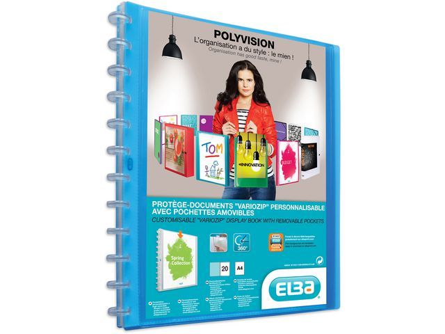 ELBA Polyvision Vario-Zipp showalbum A4 20 tassen PP blauw | Showalbum.be