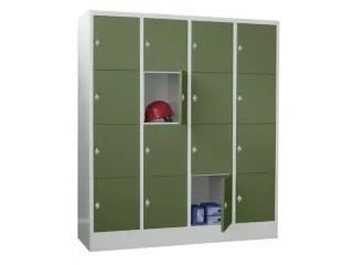 lockerkast,HxBxD 1850x1600x500mm,4x4vakken,RAL7035,front RAL6011 - 2