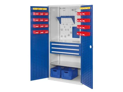 Materiaalkast Gesleufde Deuren Staal 1950x1000x600mm 3laden Ral5010