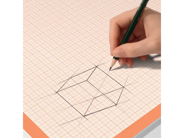 Schrijfonderlegger van papier, Graph, millimeter geruit, wit/oranje, 5