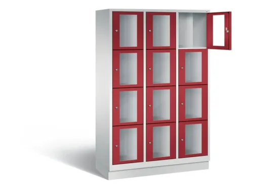 Lockerkast 1800x1200x500mm 3x4 vakken Cilinderslot, Sokkel, RAL3003
