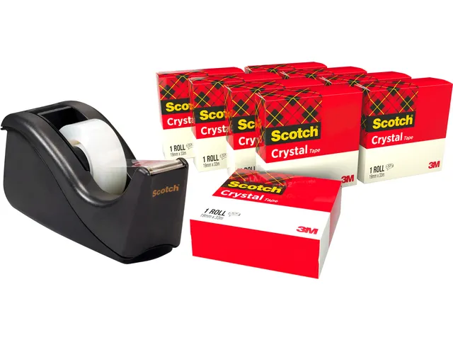 Ruban adhésif Scotch Crystal 600 19mmx33m 10rlx+Dévidoir C60 gratuit