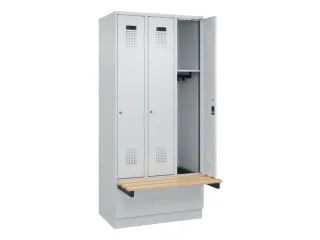locker met bank,HxBxD 1950x900x815mm,3vak,vak B 300mm,cilinderslot - 1