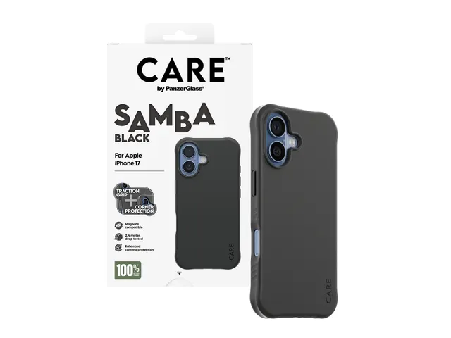 PanzerGlass CARE by Samba Case Black w. MagSafe iPhone 17, Hoes,