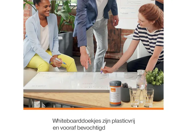Whiteboardreinigingsdoekjes Nobo plasticvrij 100 stuks