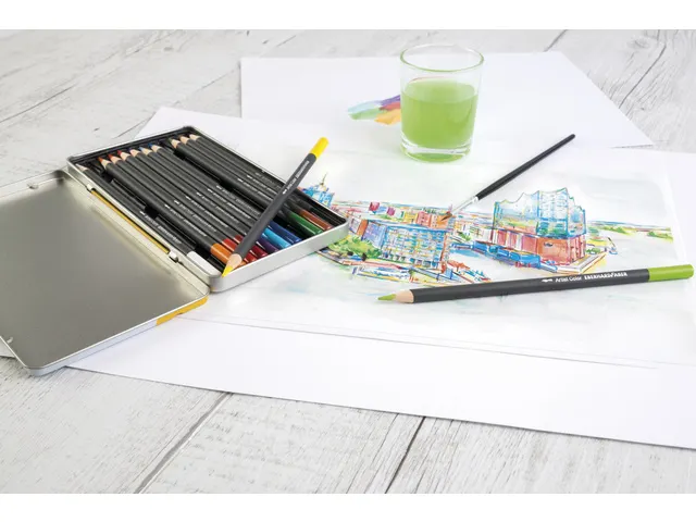 Aquarelpotlood Eberhard Faber Artist color metaaletui a 12 stuks