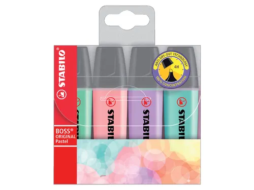 Markeerstift STABILO BOSS Original 70/4 pastel assorti etui à 4 stuks