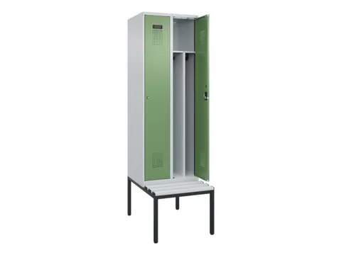locker met bank,voor scheiding van kleding,HxBxD 2120x600x815mm,2vak