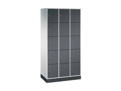 lockerkast,RAL 7035/RAL 7021,HxBxD 1950x920x500mm,3x5vakken,cil.-slot