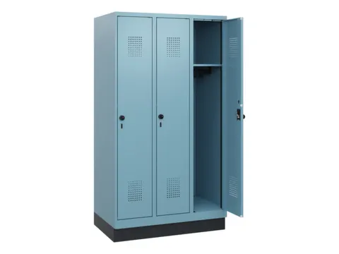 schoollocker,HxBxD 1630x900x500mm,3vak,vak B 300mm,draaigrendel,sokkel